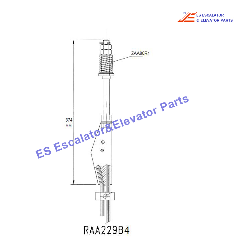 RAA229B4 Elevator Rope Termination For Slack Rope Device Rope Diam=10 mm L=374mm Use For Otis