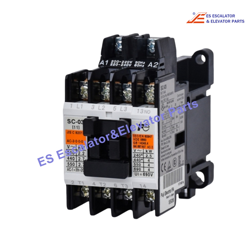 SC-03 Elevator Contactor AC200-220V 1A 1 N/O AUX (4KW AC3 380/440V) Use For Fuji