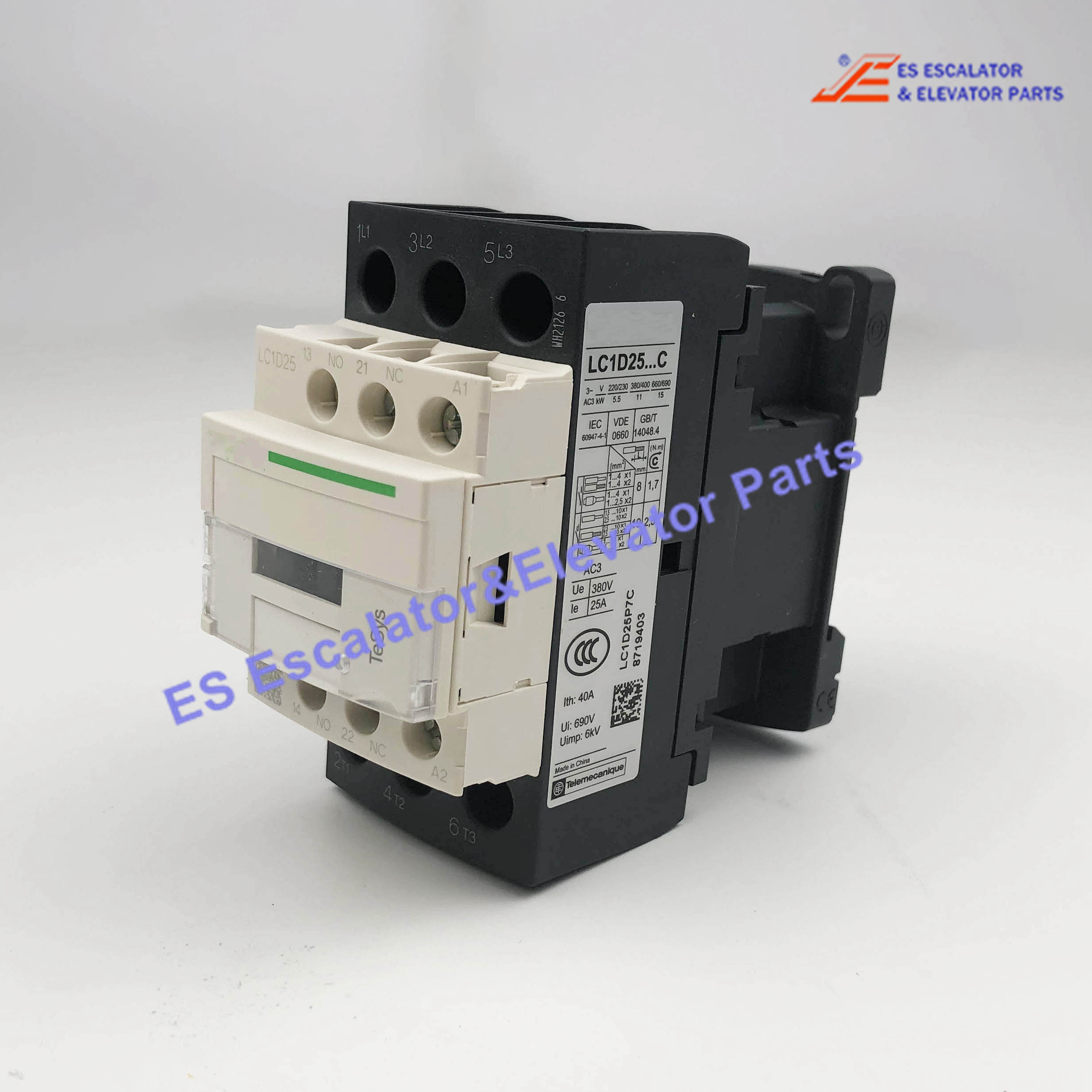 LC1D25 Elevator Auxiliary Contact Block Electric Contactor 230V 50/60HZ Use For Schneider
