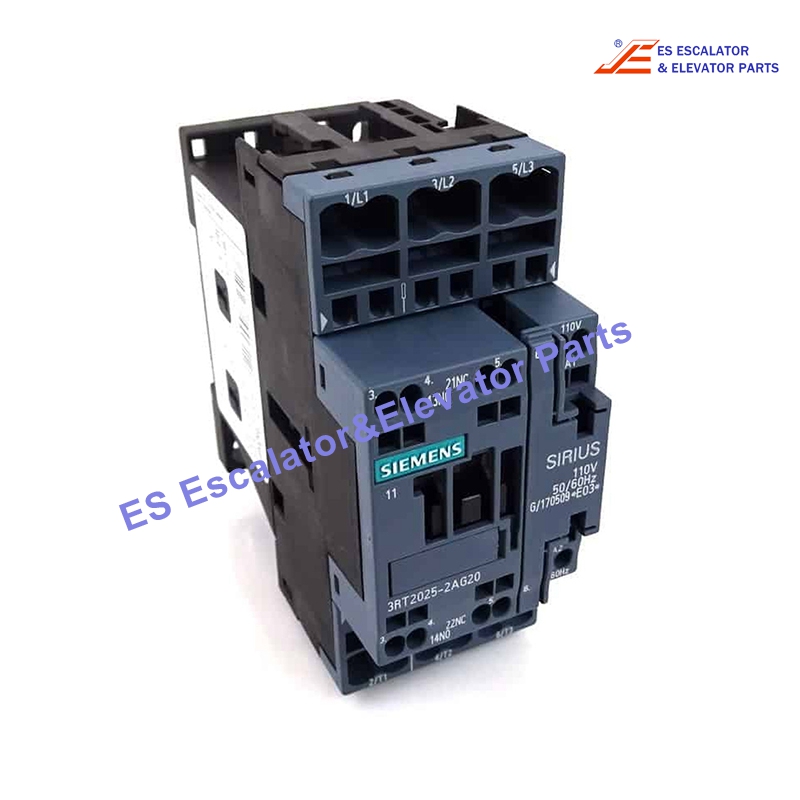 3RT2024-2AG20 Elevator Power Contactor AC-3 12A 5.5KW/400V 1NO+1NC 110VAC 50/60Hz 3-Pole Use For Siemens